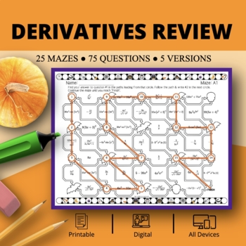 Preview of Halloween: Derivatives REVIEW Maze Activity