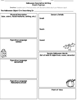 halloween descriptive writing activity for middle school tpt