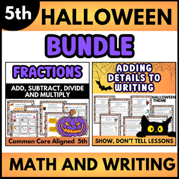 Preview of Halloween Descriptive Writing Mini- Lessons and 5th grade Fractions Bundle