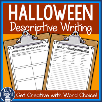 Preview of Halloween Descriptive Writing Word Choice Activity with Worksheets & Scaffolding