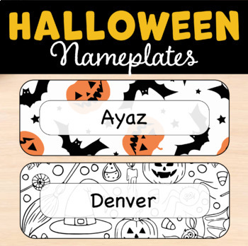 Preview of Halloween Desk Nameplates | Name Tags, Cubby Labels, Fall Autumn, Back to School