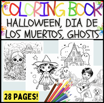 Preview of Halloween, Dia de los Muertos, Friendly Witches  --Coloring Book w/ 28 Images