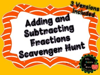 Preview of Halloween Differentiated Adding and Subtracting Fractions Scavenger Hunt