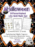 Halloween Differentiated Life Skill Math Pack for special 