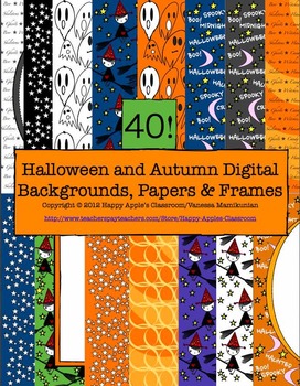 Preview of Halloween Digital Backgrounds, Papers and Frames