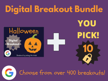 Preview of Halloween Digital Breakout + You Pick 10 Escape Rooms Custom Bundle