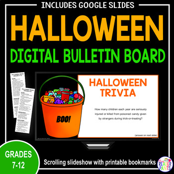 Preview of Halloween Digital Bulletin Board - Halloween Middle School Library