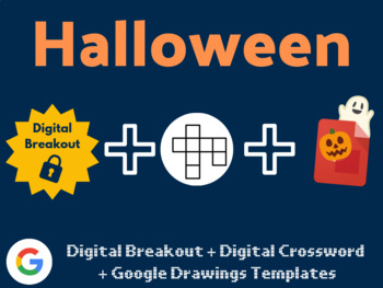 Preview of Halloween Digital Bundle (Digital Breakout, Google Drawings, Crossword)