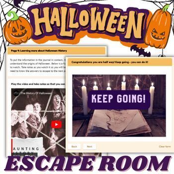 Preview of Halloween Digital Escape Room - Middle / High School - No prep