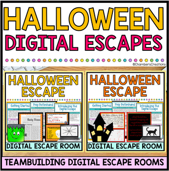 Preview of Halloween Digital Escape Room Bundle Team Building October Breakout Game