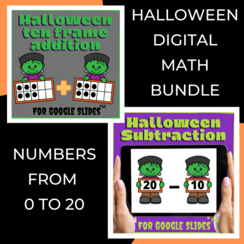 Preview of Halloween Digital Math Bundle, addition and subtraction with numbers 0 to 20