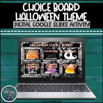 Preview of Halloween Digital Math Choice Board | 6th Grade 