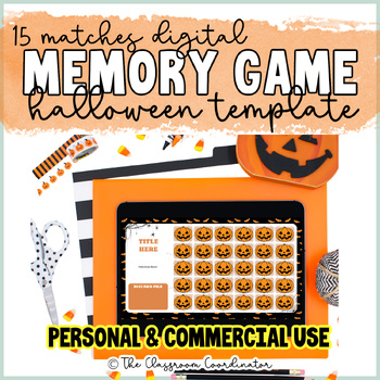 Preview of Halloween Digital Memory Game Template Google Slides Digital Resource