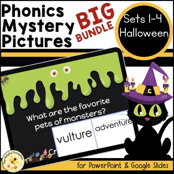 Preview of Halloween Digital Mystery Picture BIG BUNDLE-Real & Nonsense Words- UFLI aligned