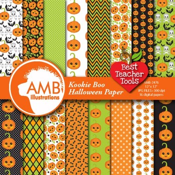 Preview of Halloween Digital Paper, Pumpkin papers, Halloween Digital Backgrounds AMB-2476