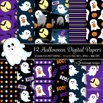 Preview of Halloween Digital Papers | Halloween Patterns | Halloween | Ghosts | P55
