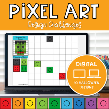 Preview of Halloween Digital Pixel Art Computer Center Recreate the Design 