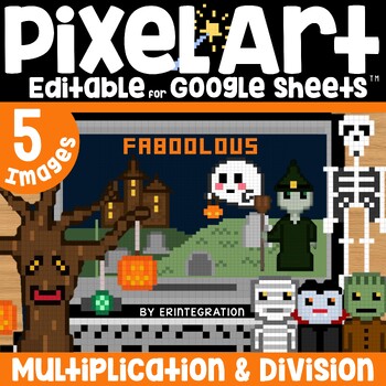 Preview of Halloween Pixel Art Math Multiplication and Division Basic Facts