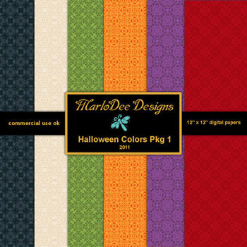 Halloween Digital Scrapbook Papers Pkg 1 by MarloDee Designs | TPT