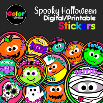 Preview of Spooky Halloween | Digital Stickers | Distance learning - Color Nation