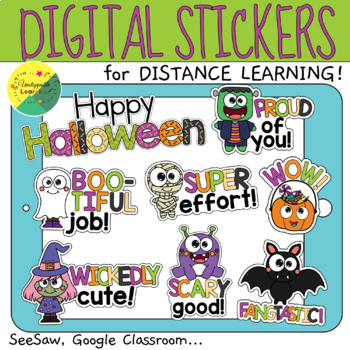 Preview of Halloween Digital Stickers | SeeSaw Instructions Included