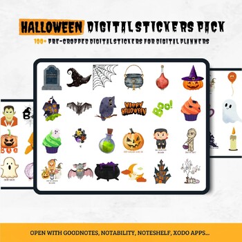Preview of Halloween Digital Stickers Spooky Clipart Halloween Stickers Goodnotes Stickers