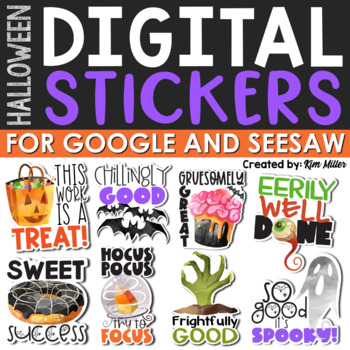 Preview of Halloween Digital Stickers for Google Classroom™ and Seesaw™ Distance Learning