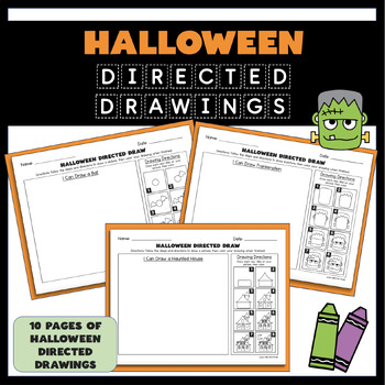 Preview of Halloween Directed Drawing Activity Set