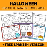 Halloween Directed Drawing Task Card Activities + FREE Spanish
