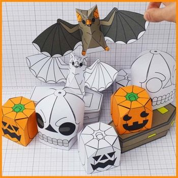 Preview of Halloween Display Paper Craft Decorations, 3D Bat's, Skulls, Pumpkins and More!