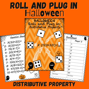 Preview of Halloween Distributive Property Activity: 4th/5th/6th Grade Math Game