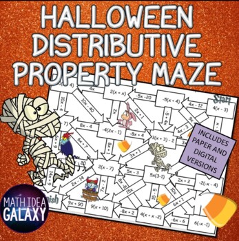 Preview of Halloween Distributive Property Digital Activity - Maze