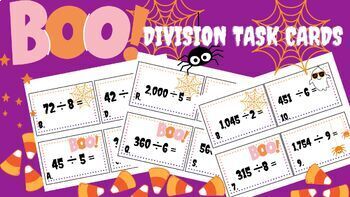 Preview of Halloween Division Task Cards Editable