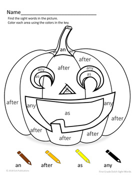 Halloween Sight Word Coloring Sheet by Grains of Sand Publications