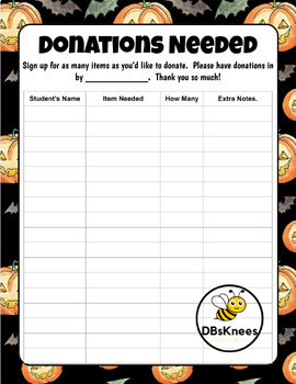 Preview of Halloween Donation Form *Editable!