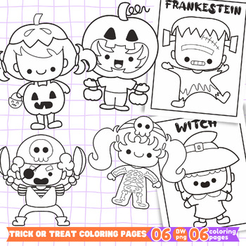 Preview of Halloween Doodles and Trick or Treat Coloring Pages