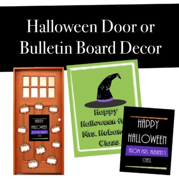 Preview of Halloween Door or Bulletin Board Decorations - Editable Name Tags and Posters