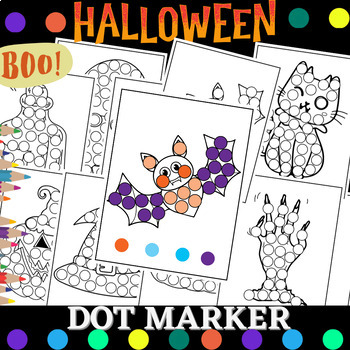 Preview of Halloween Dot Marker Coloring Page,Bingo Spooky Characters