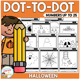 Halloween Dot to Dot Worksheets Counting up to 25 Connect 