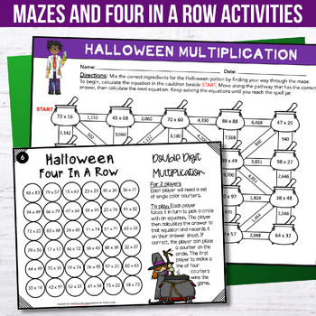 Halloween 2 Digit by 2 Digit Multiplication Activities and Games Bundle
