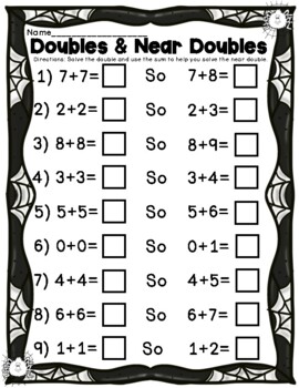 Halloween Doubles And Near Doubles (addition Strategies) By Liddle Minds
