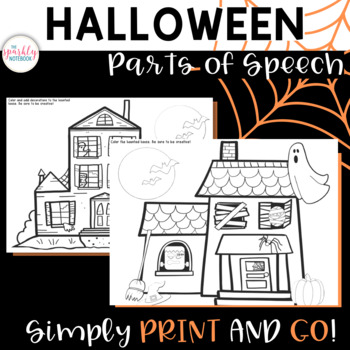 Preview of Halloween ELA Activity - Parts of Speech | Adjectives, Nouns, Prepositions