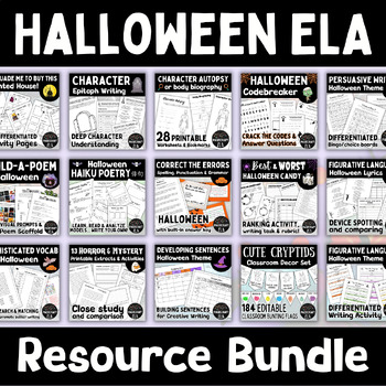 Preview of Halloween ELA BUNDLE | October Activities | Reading, Writing, Speaking