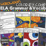 Halloween ELA Color by Code Activity Vocabulary and Gramma