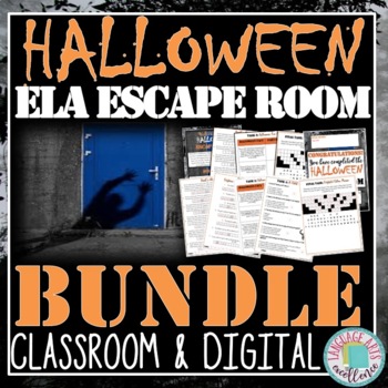 Preview of Halloween ELA Escape Room Bundle - In Class & Digital