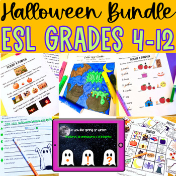 Preview of Halloween ESL Activity Bundle for grades 4-12