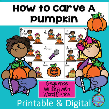 Preview of Halloween ESL How To Carve A Pumpkin Procedural Writing Printable Digital