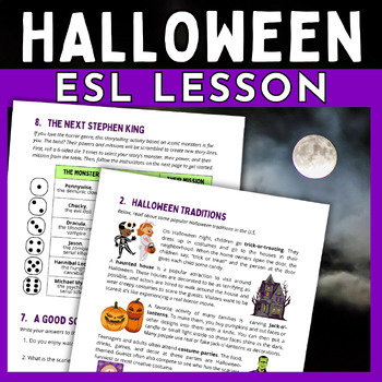 Preview of Halloween ESL Lesson - Reading, Listening, Speaking Activities