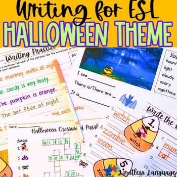 Preview of Halloween ESL Writing Activities and Puzzles for Beginners