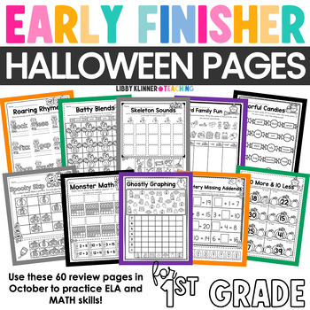 Preview of Halloween Early Finishers - Print & Go Review Pages for 1st Grade